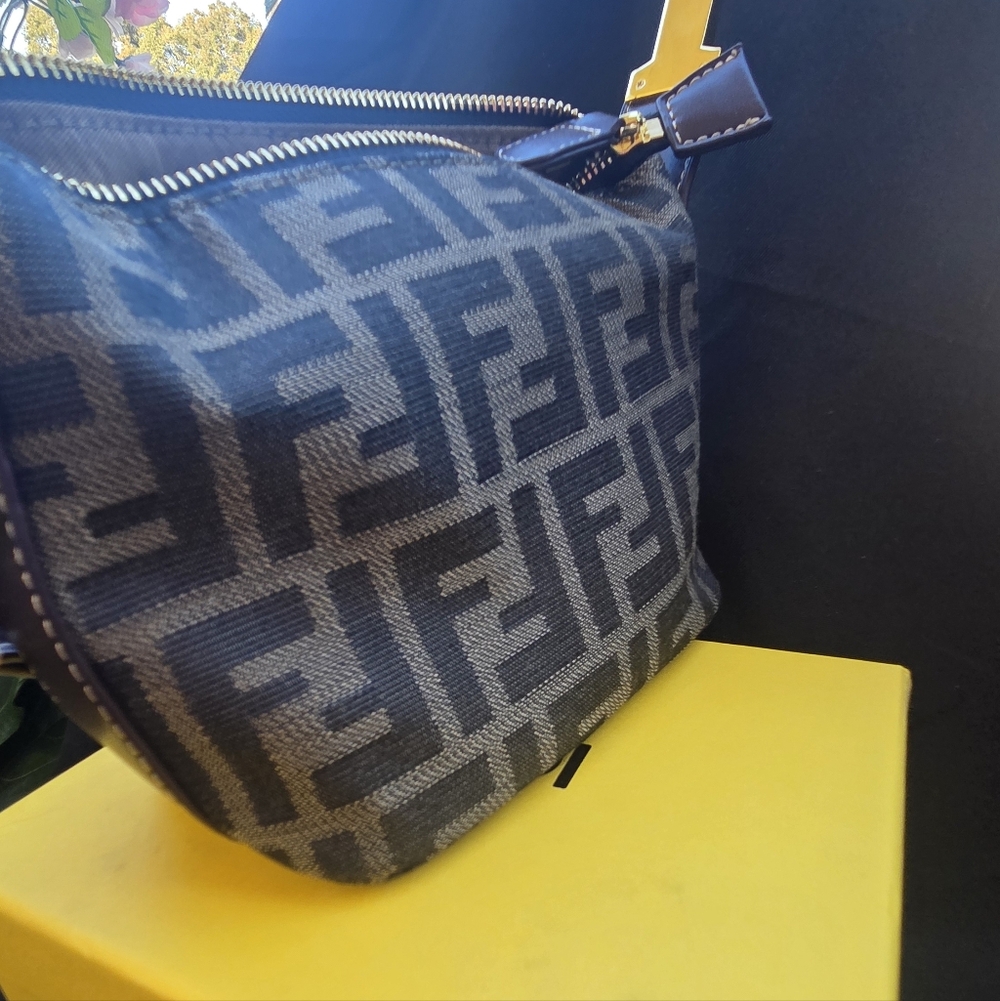 NWT Fendi Zucca Monogram Canvas Crossbody Pouch - Black & Gray - Copy